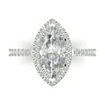 thumbnail image 1 of Clara Pucci 14K White Gold Solid Gold Moissanite Halo Anniversary Ring for Women - 2.38 cttw Marquise Cut, 1 of 7