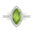 thumbnail image 1 of Clara Pucci 14K White Gold Solid Gold Peridot Halo Anniversary Ring for Women - 2.38 cttw Marquise Cut, 1 of 7