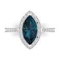 thumbnail image 1 of Clara Pucci 14K White Gold Solid Gold LondonBlueTopaz Halo Anniversary Ring for Women - 2.38 cttw Marquise Cut, 1 of 7