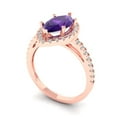 thumbnail image 1 of 2.38ct marquise cut purple natural amethyst 18k rose gold halo Bridal Wedding Engagement Promise Anniversary Ring for Women size 6.5, 1 of 7