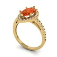 thumbnail image 1 of 2.38ct marquise cut red Zircon 18k yellow gold halo Bridal Wedding Engagement Promise Anniversary Ring for Women size 8.5, 1 of 7