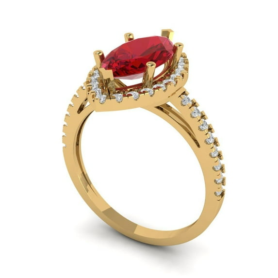 2.38ct marquise cut tourmaline 14k yellow gold halo Bridal Wedding Engagement Promise Anniversary Ring for Women size 6.25