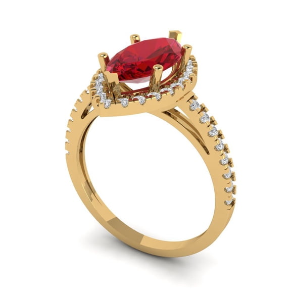 2.38ct marquise cut tourmaline 14k yellow gold halo Bridal Wedding Engagement Promise Anniversary Ring for Women size 9.75