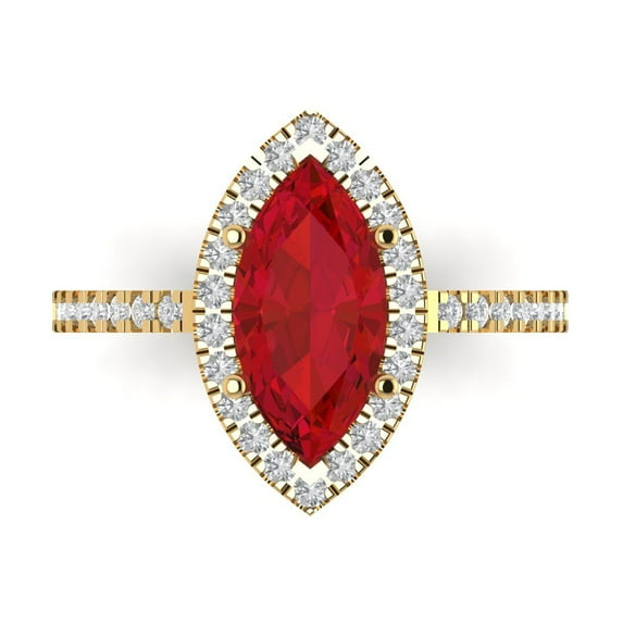 Clara Pucci 14K Yellow Gold Solid Gold Tourmaline Halo Anniversary Ring for Women - 2.38 cttw Marquise Cut