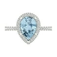 thumbnail image 1 of 2.38 ct Pear Cut Natural Sky Blue Topaz with Simulated Diamond Halo Accents 18K White Gold Womens Engagement Ring, 1 of 5