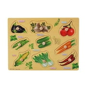 QESAI SDJMa Wooden Puzzles for Toddlers - 11 Styles Chunky Wood Peg Puzzles for Kids Ages 2-5 - Educational Toddler Learning Toys - Alphabet Shape Numbers Fruits Sea Animals Dinosaur Zoo (Vegetable)