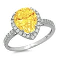 thumbnail image 1 of 2.38 ct Pear Cut Natural Citrine with Simulated Diamond Halo Accents 14K White Gold Womens Engagement Ring, 1 of 5