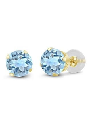 Sky Blue Topaz Gemstone Titanium Stud Earrings / 4mm Cabochon 