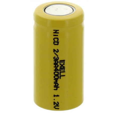2/3AA 1.2V 400mAh Flat Top Rechargeable Battery for LED Lights, Hobby, Alarms