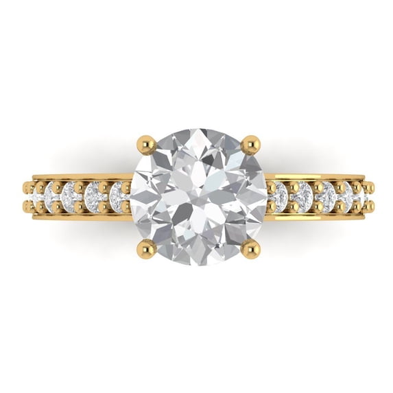 Solitaire with Accents Engagement Ring for Women - 2.3ct Moissanite in 14K Yellow Gold Promise Ring