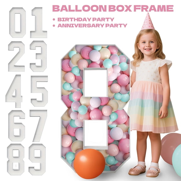 2.3FT Balloon Number Frame for Mosaic Decoration – Sturdy Cardboard Stand for Birthday Party, Birthday Decorations, Anniversary Decor, Large Cardboard Numbers