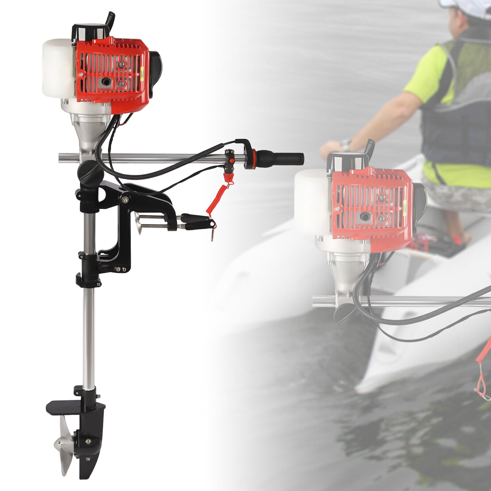 Motor Pull 2.3HP 2 Stroke Boat Motor Pull Starter Engine with Air Cooling System ...
