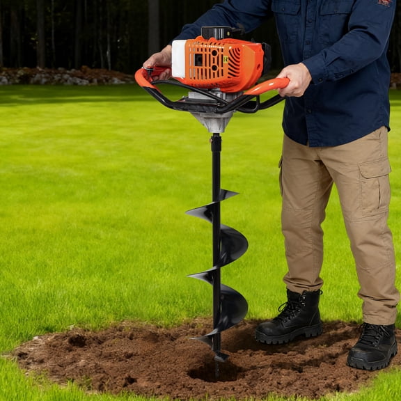 2.3Hp Gas Powered Post Hole Digger, Earth Auger With 3 Drilling Bits And 30Cm Extension Rod For Fencing And Planting
