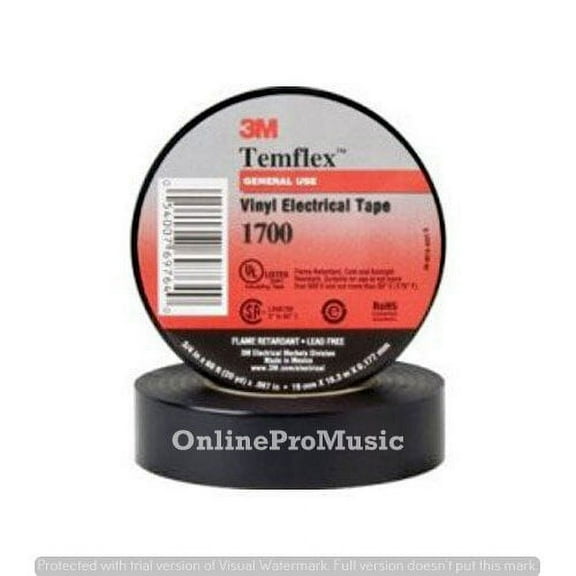 3M Temflex Vinyl Electrical Tape 1700 - Black - 2 Pack, 0.75 In x 60 Ft