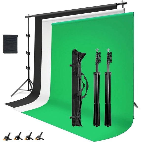 2*3M Adjustable Metal Backdrop Stand, Photography Background Support With 4 Crossbars, Available In White/Black/Green Screen, For Group Photos, Bachelor Parties&Event Decor, Ideal Gift For Graduation
