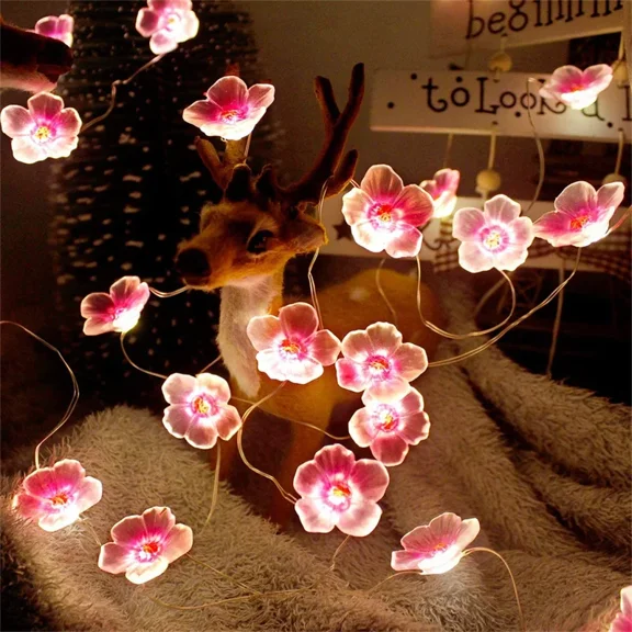 2/3M Pink Cherry Blossom LED String Lights Fairy Garland Lamp Battery Powered Decorative Light for Christmas Wedding Home Decor