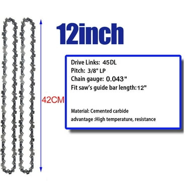 2/3PCS 12 Inch Chainsaw Chain 45 Drive Links 3/8" LP Pitch 0.043" Gauge Semi Chisel Saw Blade Replacement Garden Wood Cutting Tool