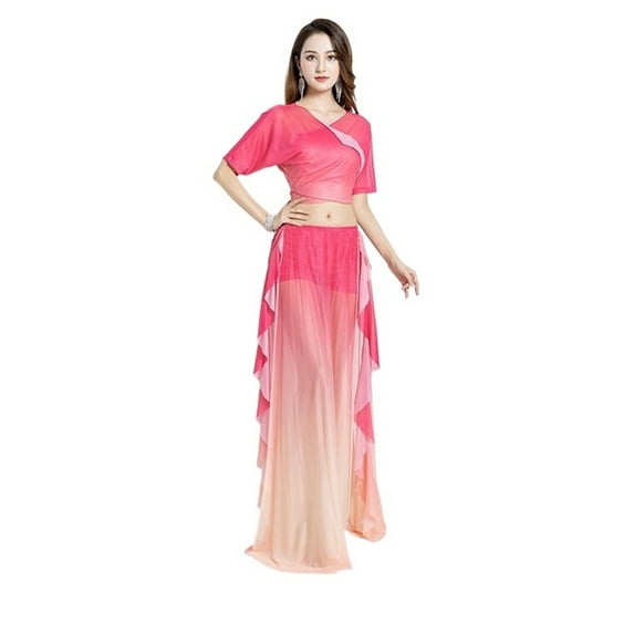 2/3PCS Women Belly Dance Outfit Top Split Long Skirt Suit Adult Elegant Dancer Performance Set Dance Practice Clothing