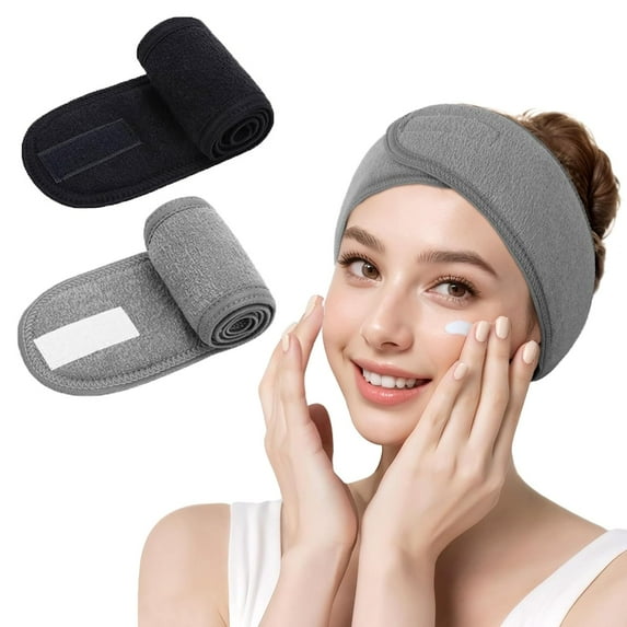 2 / 3Pack Face Washing Skincare Headband - Terry Cloth Adjustable Face Wash Headbands for Make Up,Spa Mask