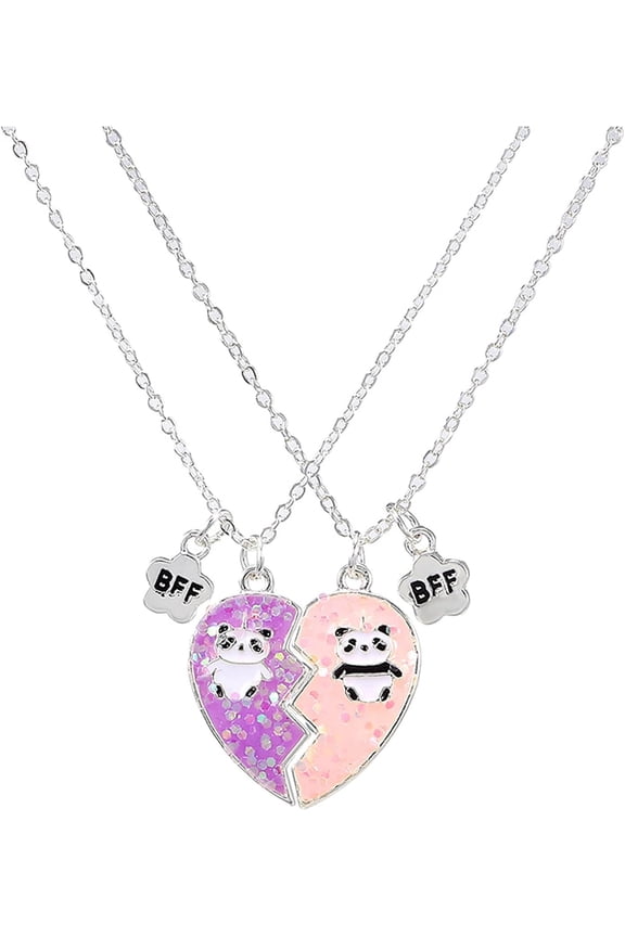 2-3Pcs Cute Magnetic Half Broken Heart Koala Panda Engraved Pendant Best Friend Necklace for Women Men Lovely Love Heart Necklace Friendship Couple Forever Jewelry