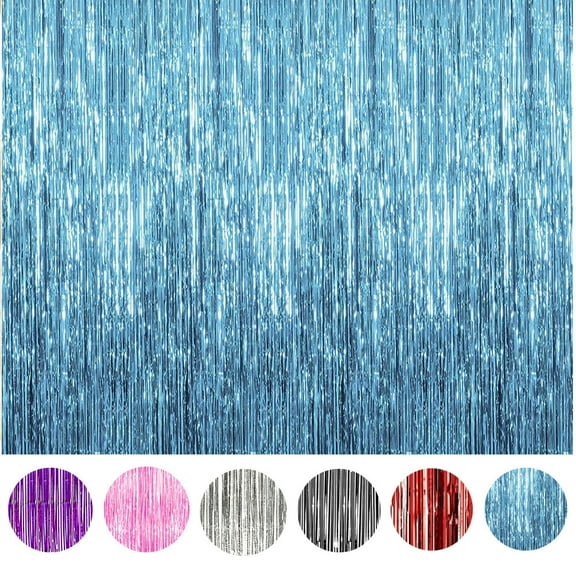 2/3Pcs Foil Fringe Curtain Door Curtain Metallic Tinsel Photo Backdrop Party Wedding Decoration 3ftx8ft