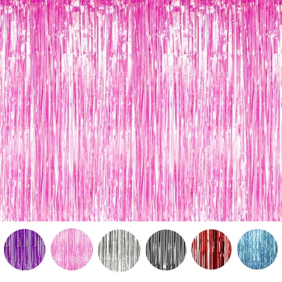 2/3Pcs Foil Fringe Curtain Door Curtain Metallic Tinsel Photo Backdrop Party Wedding Decoration 3ftx8ft