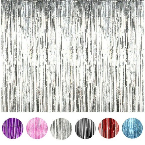 2/3Pcs Foil Fringe Curtain Door Curtain Metallic Tinsel Photo Backdrop Party Wedding Decoration 3ftx8ft