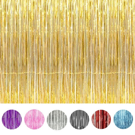 2/3Pcs Foil Fringe Curtain Door Curtain Metallic Tinsel Photo Backdrop Party Wedding Decoration 3ftx8ft
