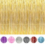 2/3Pcs Foil Fringe Curtain Door Curtain Metallic Tinsel Photo Backdrop Party Wedding Decoration 3ftx8ft