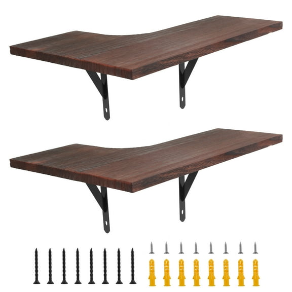2/3Pcs Wooden Corner Floating Shelf Wall Mounted Corner Shelf Stable Wall Corner Display Shelf Sturdy Wall Storage Organizer Shelf with Screws for Office Bathroom Living Room