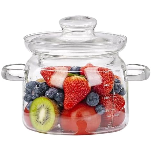 2.3Quart Simmer Pot for Stove Potpourri,Heat-Resistant Borosilicate Glass Pot for Cooking on Stove with Lid,Glass Saucepan Cookware for Pasta, Baby Food & Milk,Microwave,and Dishwasher Safe