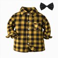 thumbnail image 1 of 2-3T Toddler Boys Button Up Dress Shirts Children School Uniform Plaid Shirt 6 9 12 18 24 Months 2T 3T 4T 5T 6T Kids Casual Long Sleeve Blouse Tops, 1 of 4