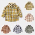 thumbnail image 1 of 2-3T Toddler Boys Stretch Long Sleeve Button Up Dress Shirt Kids Fall Winter Uniform Shirt for 18M-6T Little Kids, 1 of 8