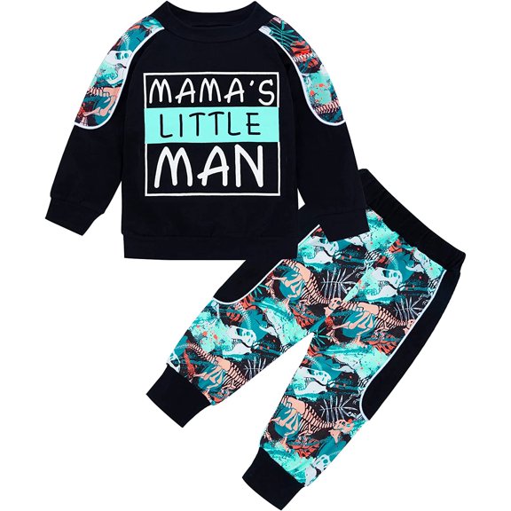 2-3T Toddler Infant Baby Boys Long Sleeve Tops Sweatsuit Pattren Fall Winter Outfit With Pattern Trousers For Kids