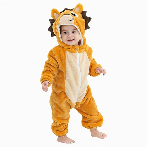 2-3Years Newborn Toddler One-Piece Jumpsuit Baby Toddler Infant Hooded Romper Jumpsuit Halloween Outfits Orange Bodysuit Baby Fall Winter Clothing Gift