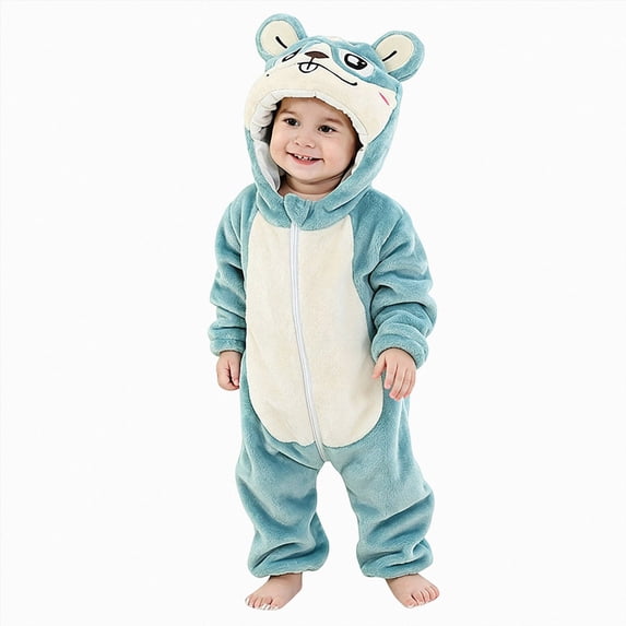 2-3Years Newborn Toddler One-Piece Jumpsuit Baby Toddler Infant Hooded Romper Jumpsuit Halloween Outfits Sky Blue Bodysuit Baby Fall Winter Clothing Gift