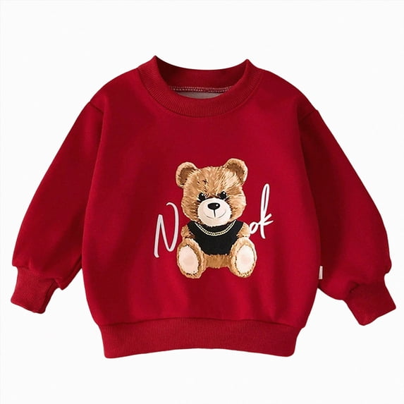 2-3Years Toddler Girls Crewneck Sweatshirt Bear Applique