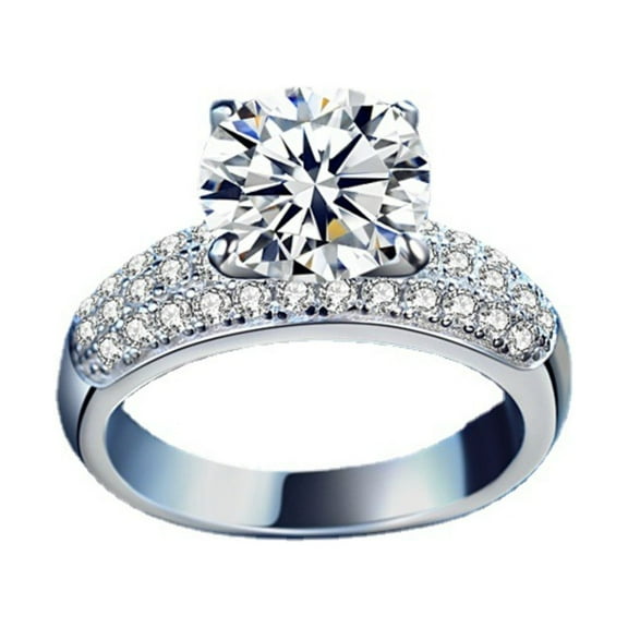 2-3ct Moissanite Wedding Rings for Women Round Cut D Color VVS1 Sterling Silver Diamond Rings Moissanite Engagement Rings with Certificate