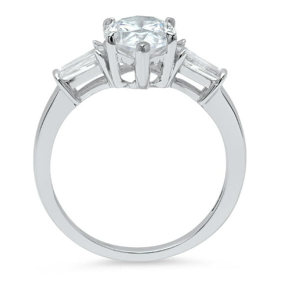2.5 ct Pear Cut White Sapphire Three-Stone Engagement Ring for Women in 14K White Gold