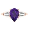 thumbnail image 1 of Three-Stone Engagement Ring for Women - 2.5ct Natural Amethyst in 14K Rose Gold Promise Ring, 1 of 6