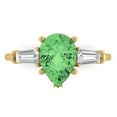 thumbnail image 1 of 2.5 ctw 3 Stone Anniversary Ring for Women | Pear Cut Simulated Green Diamond | Hyperallergenic Solid 18K Yellow Gold, 1 of 5