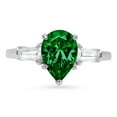 thumbnail image 1 of 2.5 ct Pear Cut Simulated Emerald 3 Stone 18K White Gold Womens Engagement Ring, 1 of 3