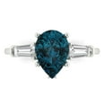 thumbnail image 1 of 2.5 ctw 3 Stone Anniversary Ring for Women | Pear Cut Natural London Blue Topaz | Hyperallergenic Solid 18K White Gold, 1 of 5