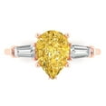 thumbnail image 1 of Clara Pucci 14K Rose Gold Solid Gold Yellow Three-Stone Anniversary Ring for Women - 2.5 cttw Pear Cut, 1 of 7