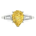 thumbnail image 1 of 2.5 ct Pear Cut Simulated Yellow Diamond 3 Stone 18K White Gold Womens Engagement Ring, 1 of 4
