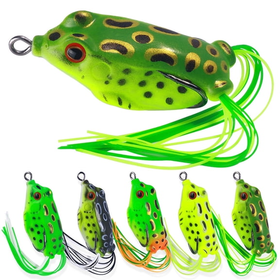 5PCS Frog Lure, Topwater Fishing Lures, 2.3in Frog Lures for Bass Fishing, Top Water Frog Soft Swimbaits with Weedless Fishing Lures for Bass Trout Pike Snakehead,5pcs with Box