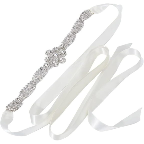 2.3m Flower Bridal Belts with Lemon Chiffon Rhinestone Wedding Dress Sash Evening Gown Sash Alloy Ceremonial Robe Ribbon for Women Wearing Sewing Formal Occasion DIY