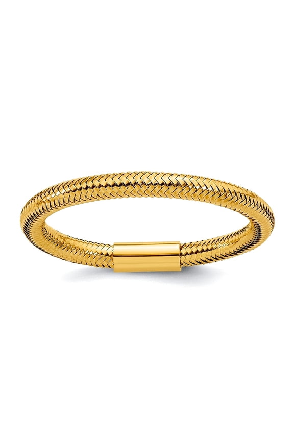 2.3mm 14k Solid Yellow Gold Mesh Stretch Ring Ring for Women - .6 Grams