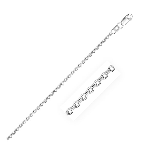 2.3mm 14k White Gold Rolo Chain 30 in