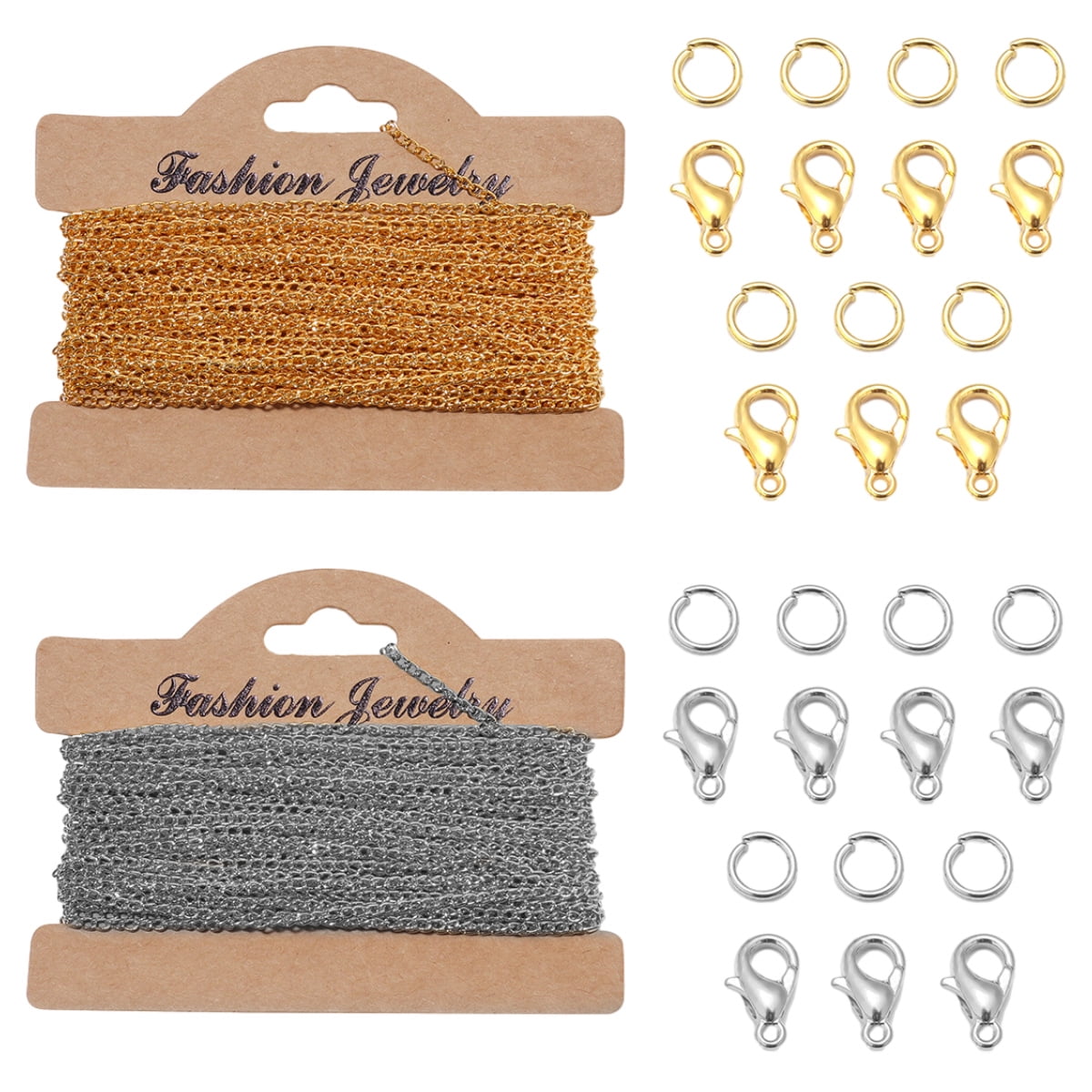 32-Feet Jewelry Making Kit – 2.4mm Cable Chains, 20 Lobster Clasps & 50 Jump Rings For DIY Necklaces, Bracelets & Crafts (Black, Copper/Iron)
